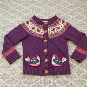 Jojo Maman Bebe Purple Kids Cardigan with Bird Design